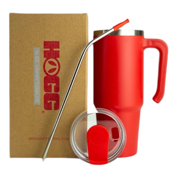 GRIPPY TUMBLER Insulated with Handle 30 oz Buyers Choice Custom Engraved RED - Picture 1 of 5